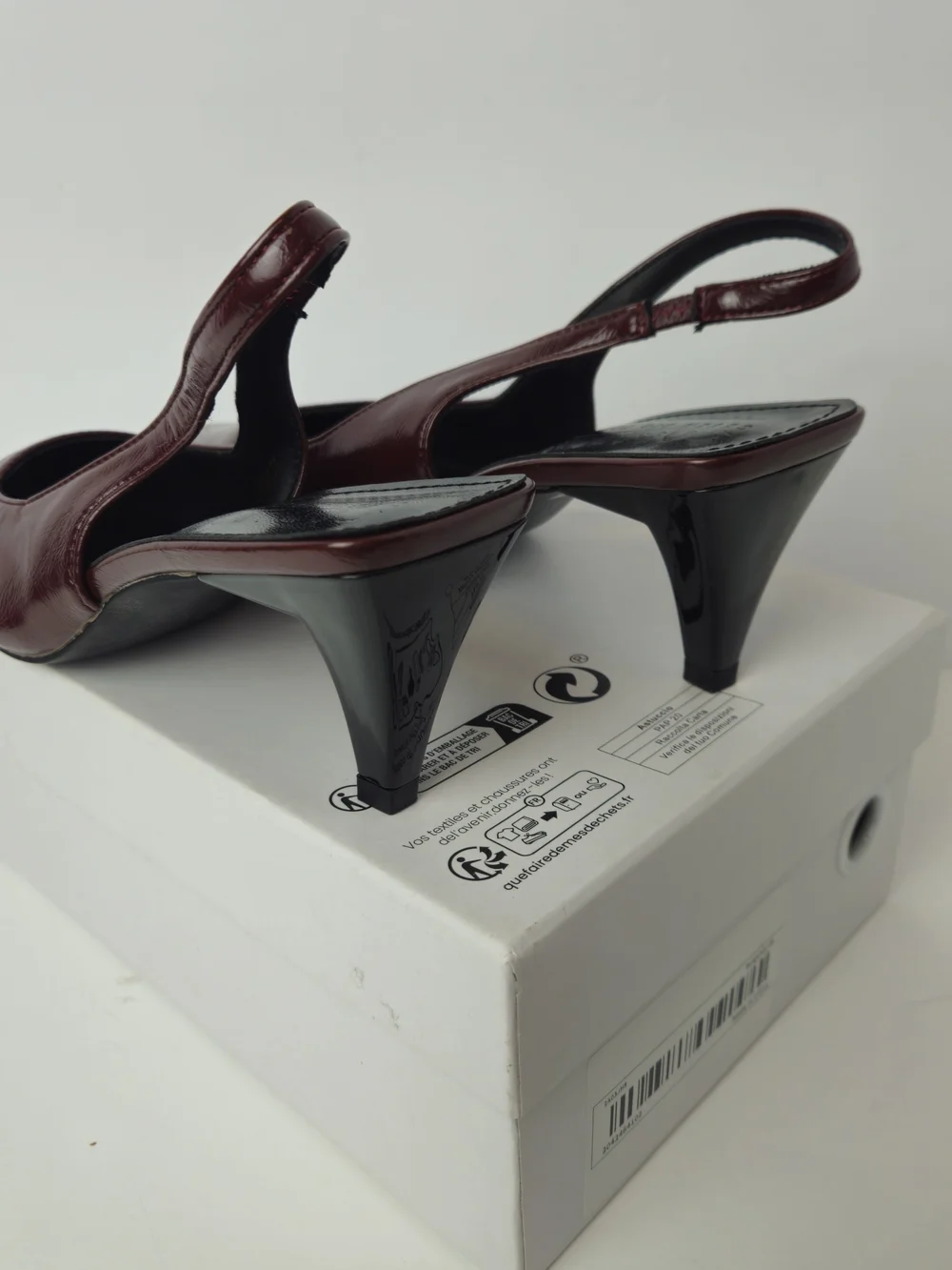 Women's Burgundy Slingback Kitten Heel Pumps - Picture 5 of 11